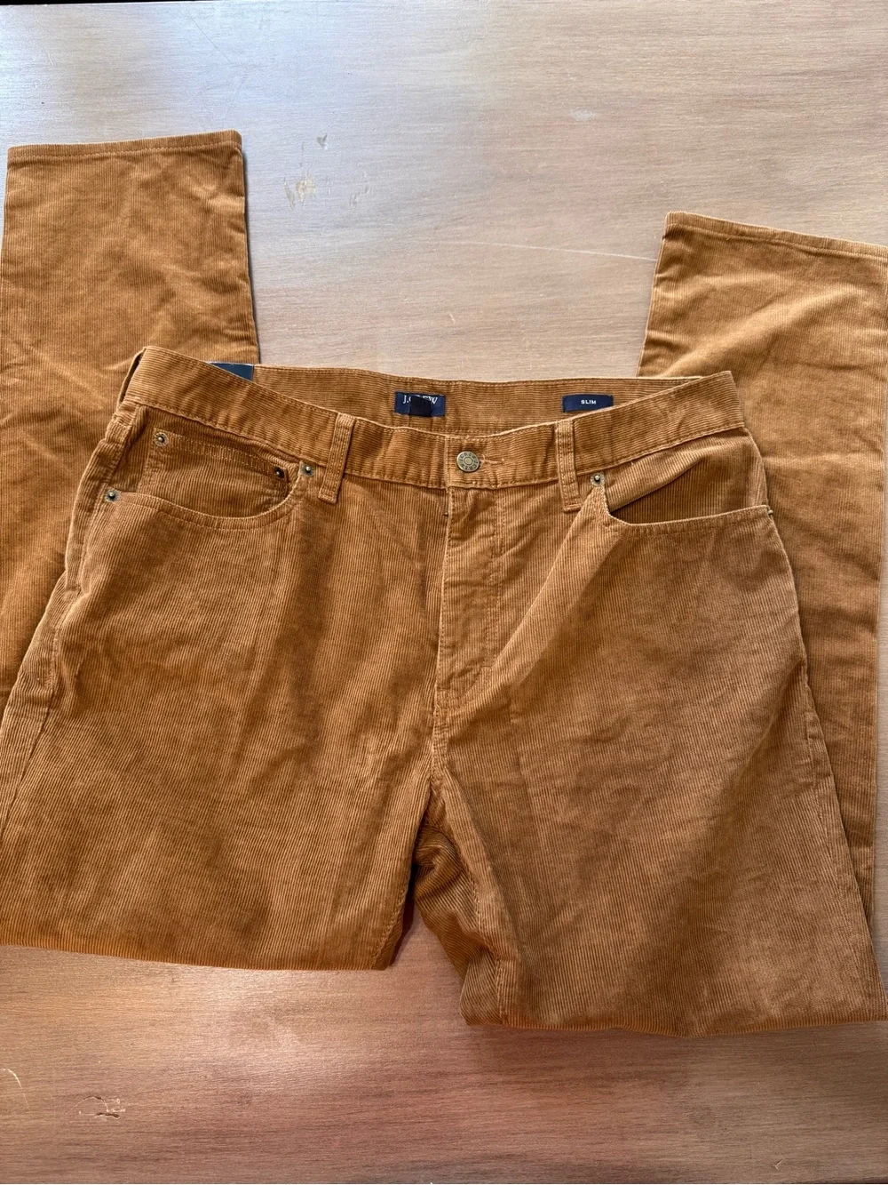 J Crew Flex Men’s 33x30 Brown Corduroy Pants Slim Fit Straight New With Tags